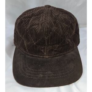Eddie Bauer Hat Cap Strap Back Corduroy Suede Bill Diamond Stitch Pattern Brown